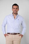 CAMISA SPORT OXFORD RAYA ANCHA CELESTE