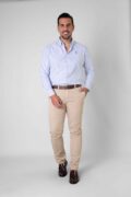 CAMISA SPORT OXFORD RAYA ANCHA CELESTE - Imagen 2