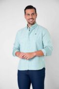 CAMISA SPORT OXFORD RAYA FONDO VERDE - Imagen 2