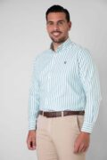 CAMISA SPORT OXFORD RAYA ANCHA VERDE