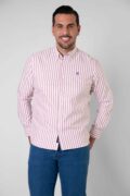 CAMISA SPORT OXFORD RAYA ANCHA BURDEOS