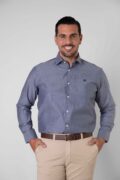 CAMISA VESTIR LISA AZUL PIQUE