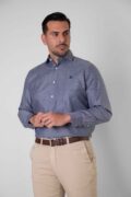 CAMISA VESTIR LISA AZUL PIQUE - Imagen 3