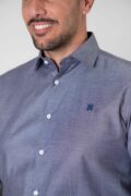 CAMISA VESTIR LISA AZUL PIQUE - Imagen 4