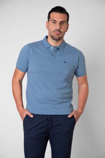 polo azul hombre