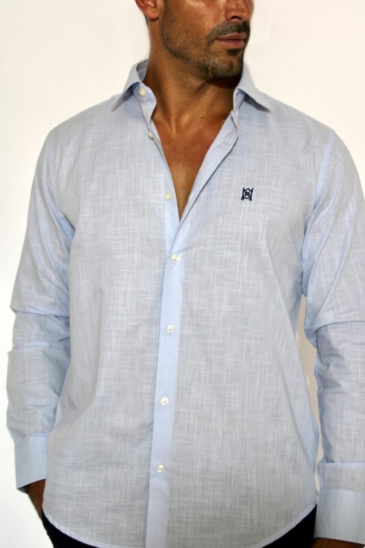 camisa lino celeste hombre