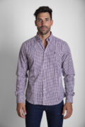 CAMISA SPORT CUADROS AZUL MARINO BURDEOS