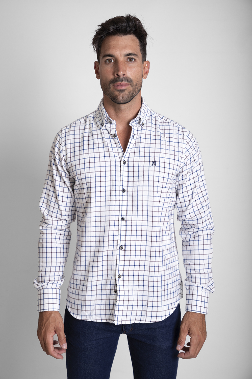 Camisa-villela-cuadros-grandes-azul-marino-El-Rociero-1 CAMISA VILLELA CUADROS GRANDES AZUL MARINO - Imagen 1