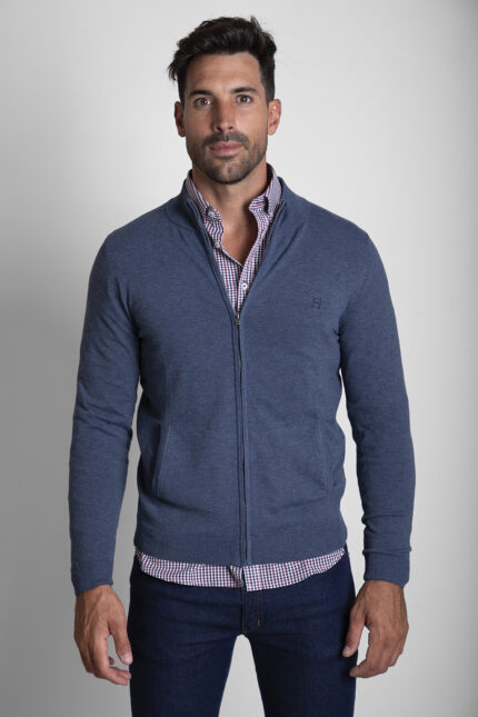 cardigan azul hombre