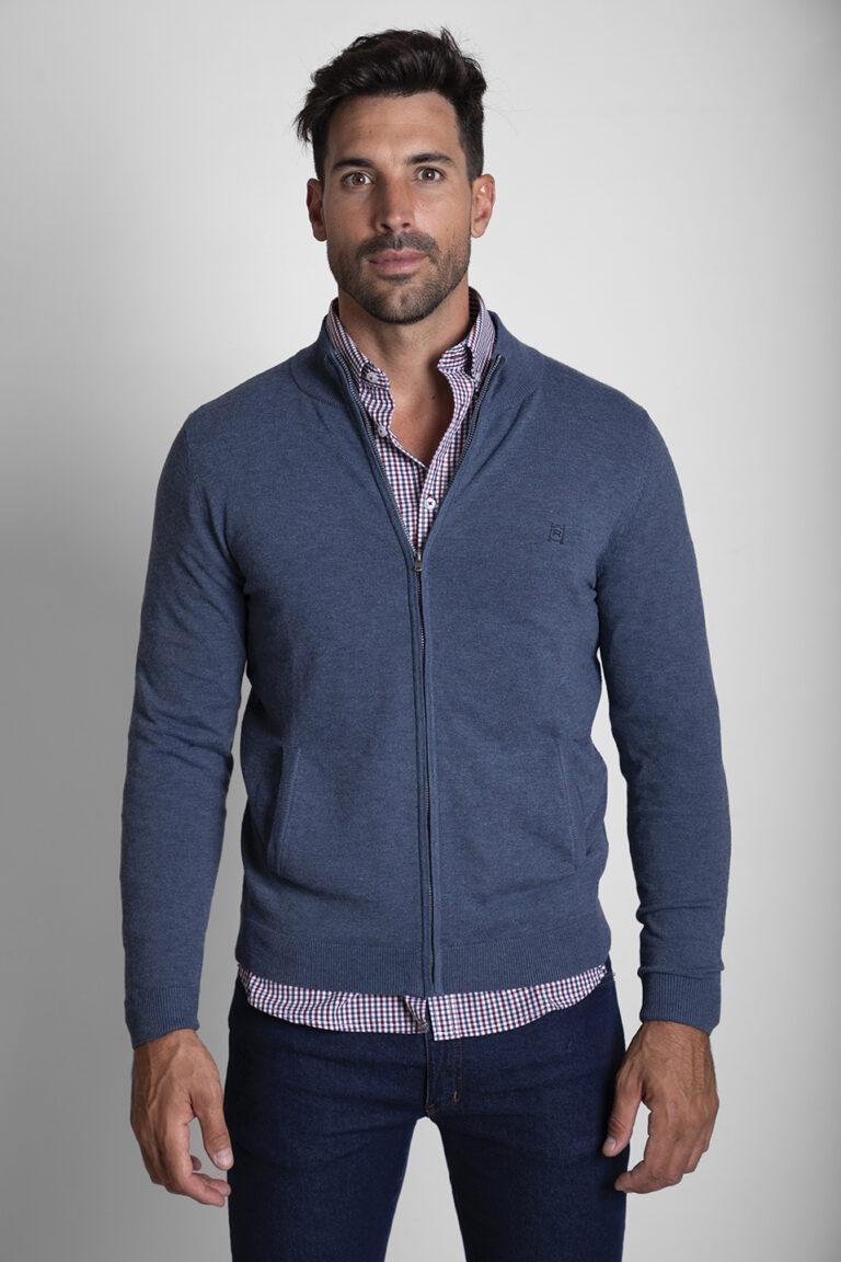 cardigan azul hombre