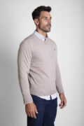 JERSEY CUELLO PICO BÁSICO BEIGE - Imagen 3