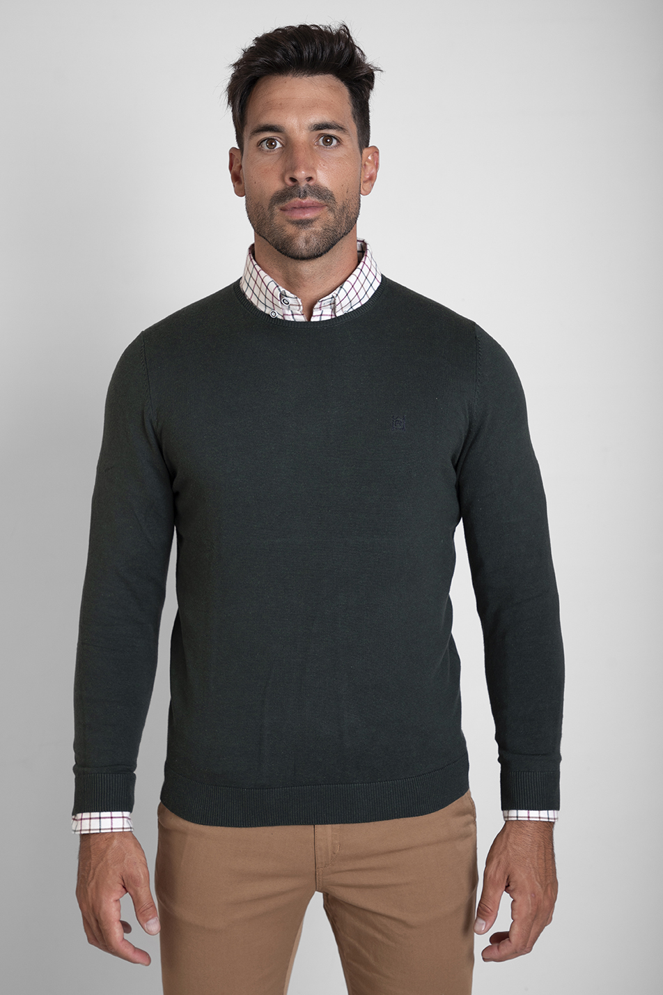 Jersey-cuello-redondo-verde-caza-El-Rociero-1 JERSEY CUELLO REDONDO VERDE CAZA - Imagen 1